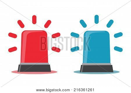 Red and blue flashing light cartoon for Police ambulance or Firefighters siren sign.