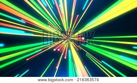 Abstract green-yelow jump in time spacewarp spin