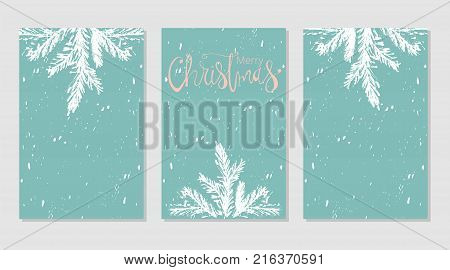 Set of Abstract Hand Drawn Universal brush Cards. Happy Holidays Christmas vector graphic background. Vector illustration