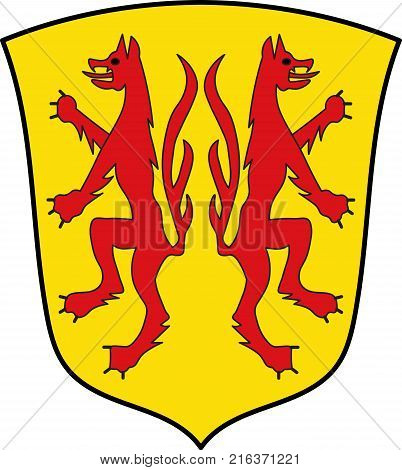 Coat of arms of Peine is a district in Lower Saxony Germany. Vector illustration