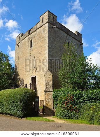 LONGTHORPE , PETERBOROUGH, ENGLAND - AUGUST 13, 2017:         Longthorpe Tower  a 14th-century three-storey tower in the village of Longthorpe, famous for its well-preserved set of medieval murals.