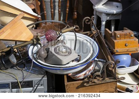TEL AVIV-JAFFA, ISRAEL - 24 NOVEMBER 2017:Street flea market of old things and antiques in the old district of Tel Aviv