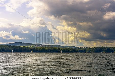 Lake Solina in Bieszczady mountains. Polish landscape