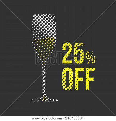 Halftone wine glass with sample commertial text