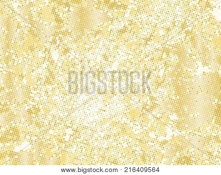 Gold sequins texture. Abstract halftone background. Vector golden pattern of round elements