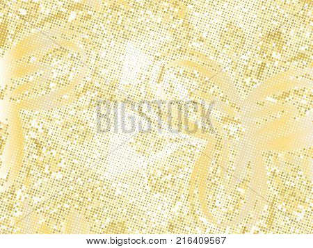 Gold sequins texture. Abstract halftone background. Vector golden pattern of round elements