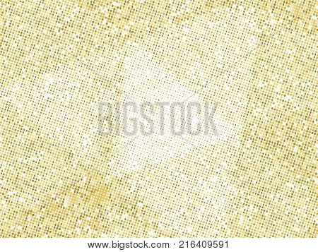 Gold sequins texture. Abstract halftone background. Vector golden pattern of round elements