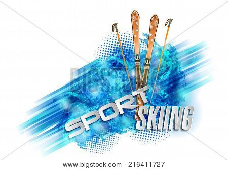 Abstract colored backgrounds, ski sport text, vektor