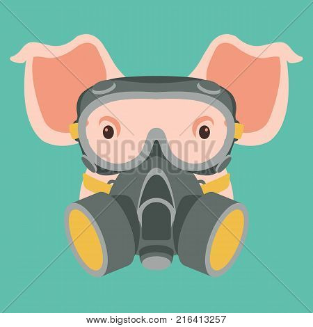 pig face in gas mask vector illustration flat style front view