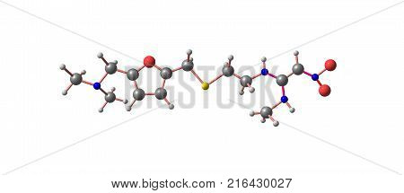 Ranitidine Molecular Structure Isolated On White
