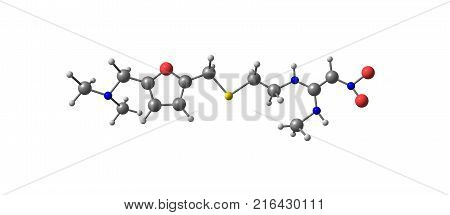 Ranitidine Molecular Structure Isolated On White