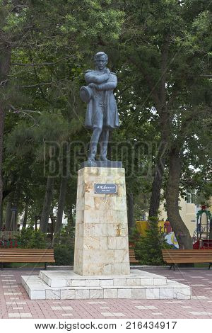 Gelendzhik, Krasnodar region, Russia - July 16, 2015: Monument to Mikhail Yurievich Lermontov on the embankment of the resort city of Gelendzhik