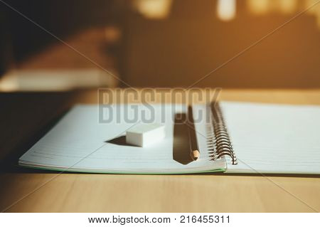 Eye Glasses On The Study Table Education Concept