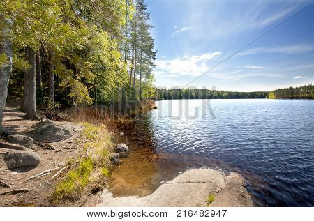 Beautiful Lake In The National Park Repovesi, Finland, South Karelia.