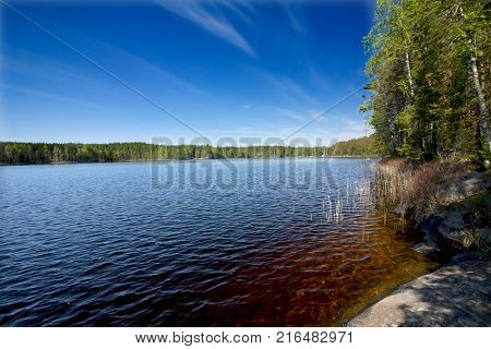 Beautiful Lake In The National Park Repovesi, Finland, South Karelia.