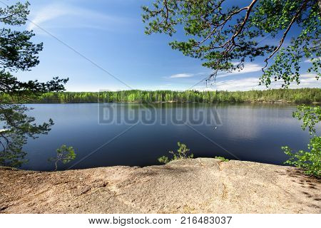 Beautiful Lake In The National Park Repovesi, Finland, South Karelia.