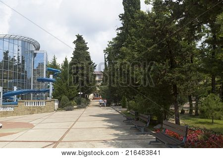Dederkoy, Tuapse District, Krasnodar Region, Russia - July 14, 2013: Hotel Green Guy