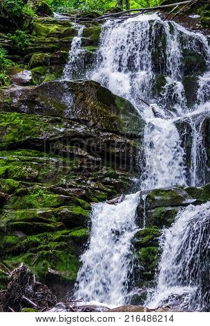 Great Waterfall Shypit In Carpathian Mountains