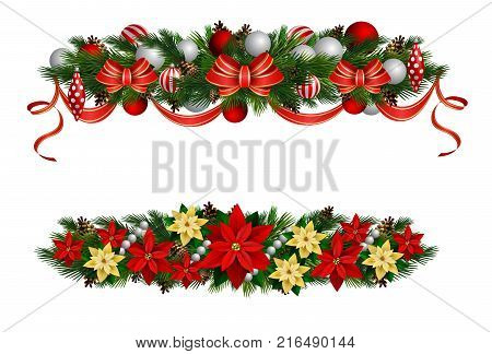 Vector Christmas Fir Decoration set isolated on white background