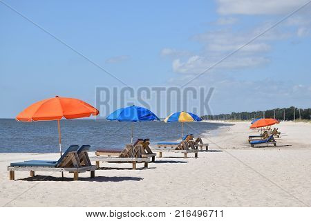 Colorful Umbrellas At Beach
