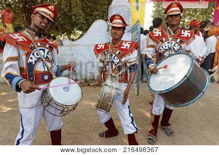 Lakheri, India, November 7, 2017 : Women At The Temple During Lakheri Festival, A Part Of Bundi Utsa