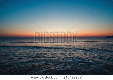 Sea Wave Close Up, Low Angle View, Sunrsie Shot