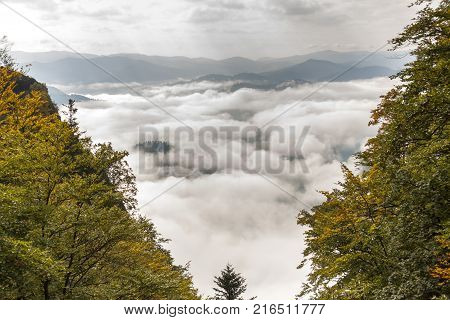 View on Mountains landscape - Pieniny Poland. Autumn.