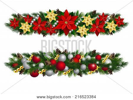 Vector Christmas Fir Decoration set isolated on white background