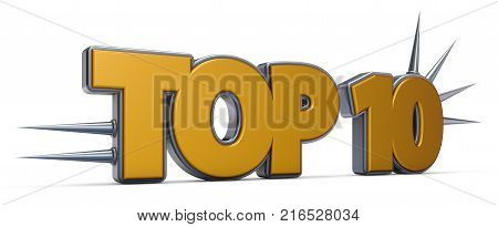 top 10 symbol with prickles on white background - 3d rendering