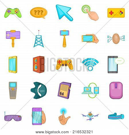 Mobile entertainment icons set. Cartoon set of 25 mobile entertainment vector icons for web isolated on white background