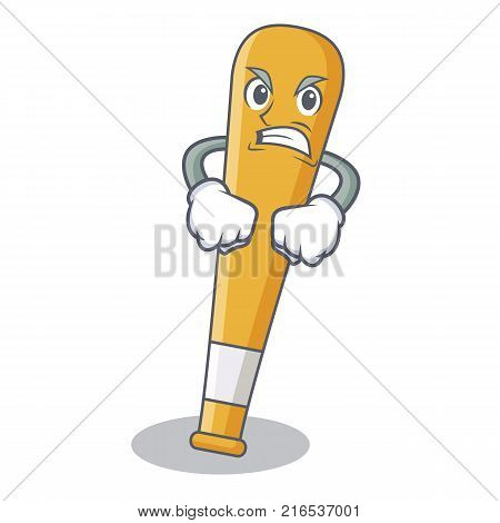 Angry baseball bat character cartoon vector illustration