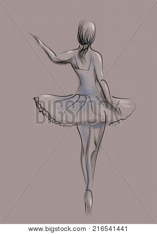 abstract illustration of ballet dancer on stage