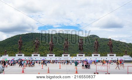 Ratchapak Park, Hua Hin, Prachuap Khiri Khan Province, Thailand. - OCTOBER 11, 2015 : Great Giant 7 King Statues Hua Hin Thailand.