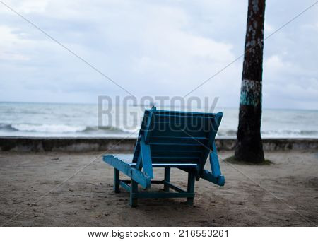 Empty Bench at the Beach looks lonely