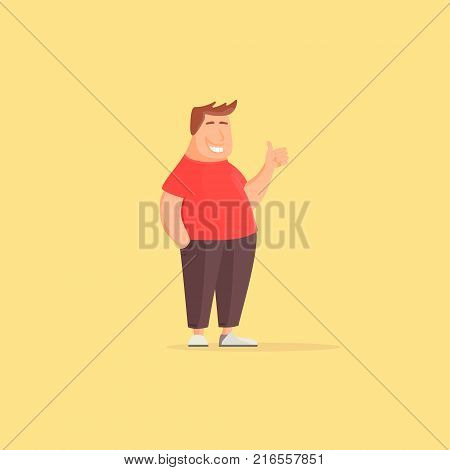 Funny cartoon character. Fat guy. Illustration vector stock.