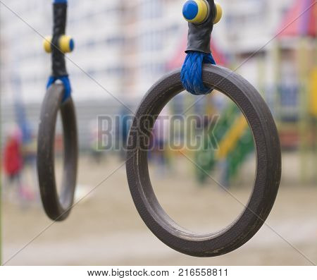 Sports projectile rings on a street playground