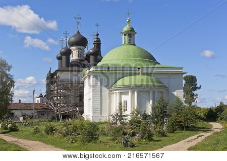 Holy Trinity Church and cathedral Christ Resurrection at the Goritsy Monastery of Resurrection Vologda region, Russia