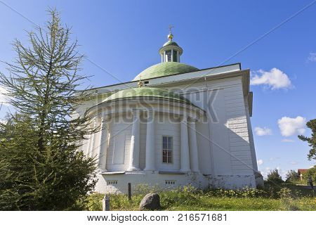Goritsy, District of Kirillov, Vologda region, Russia - August 10, 2015: Church of the Trinity in Voskresensky Goritsky Monastery Vologda region