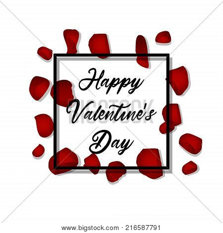 Happy Valentines Day card with flower petals