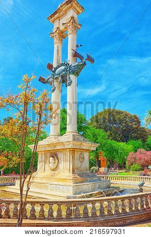 View Of The City Of Seville From The Observation Platform Tower Of Gold - Saint Telmo Bridge. Spain.