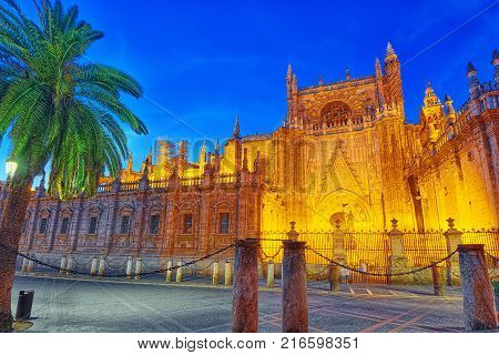 View Of The City Of Seville From The Observation Platform Tower Of Gold - Saint Telmo Bridge. Spain.