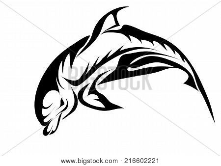 abstract bottlenose dolphin. silhouette of animal isolated on white