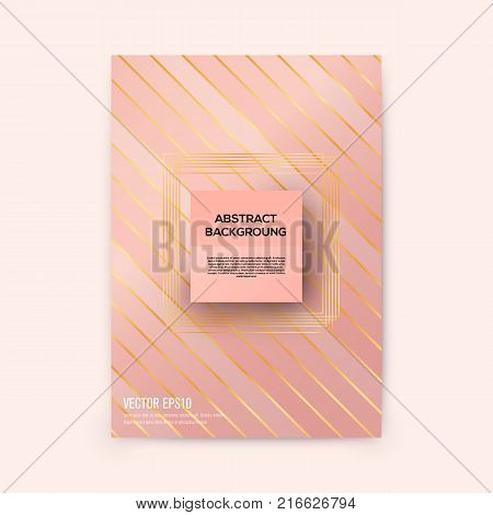 Brochure template with rose goldbackground. cover backdrop for banner or poster design