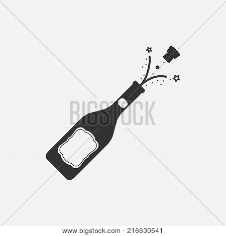Bottle of champagne icon with a cork. Vector illustration.