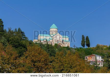 View of the Bagrat temple a sunny day. Kutaisi. Georgia.