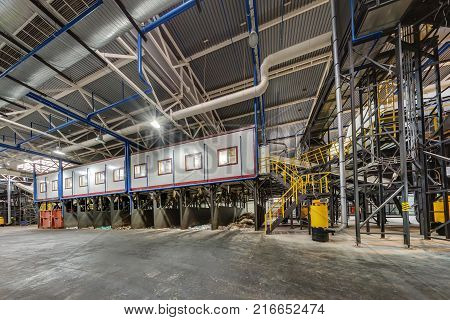 Modern Waste Recycling Processing Plant. Separate Garbage Collection. Recycling And Storage Of Waste