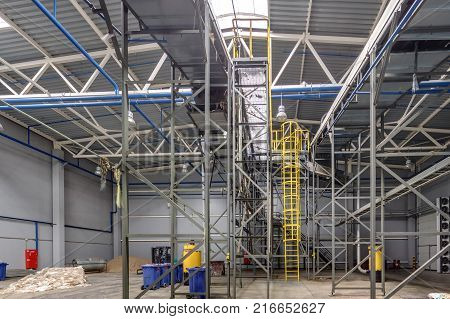 Modern Waste Recycling Processing Plant. Separate Garbage Collection. Recycling And Storage Of Waste