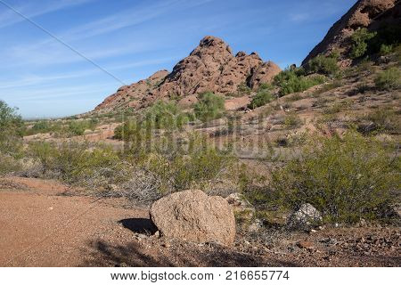 The Big Butte rock formation at Papago Park in Phoenix