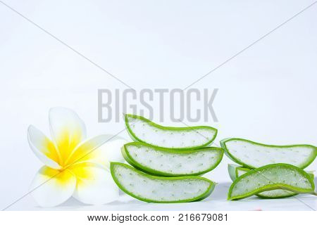 Aloe Vera sliced isolated on a white backgroundfor healthhealthy food.