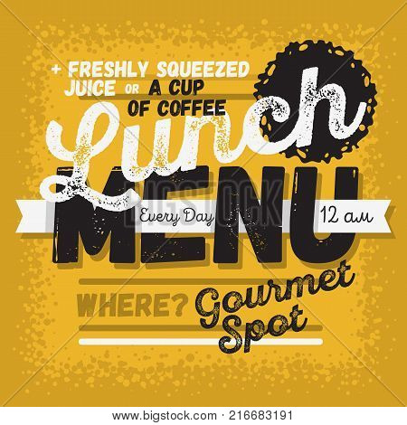 Lunch Menu Vintage Influenced Typographic Poster Design For Restaurants. Vector Graphic.